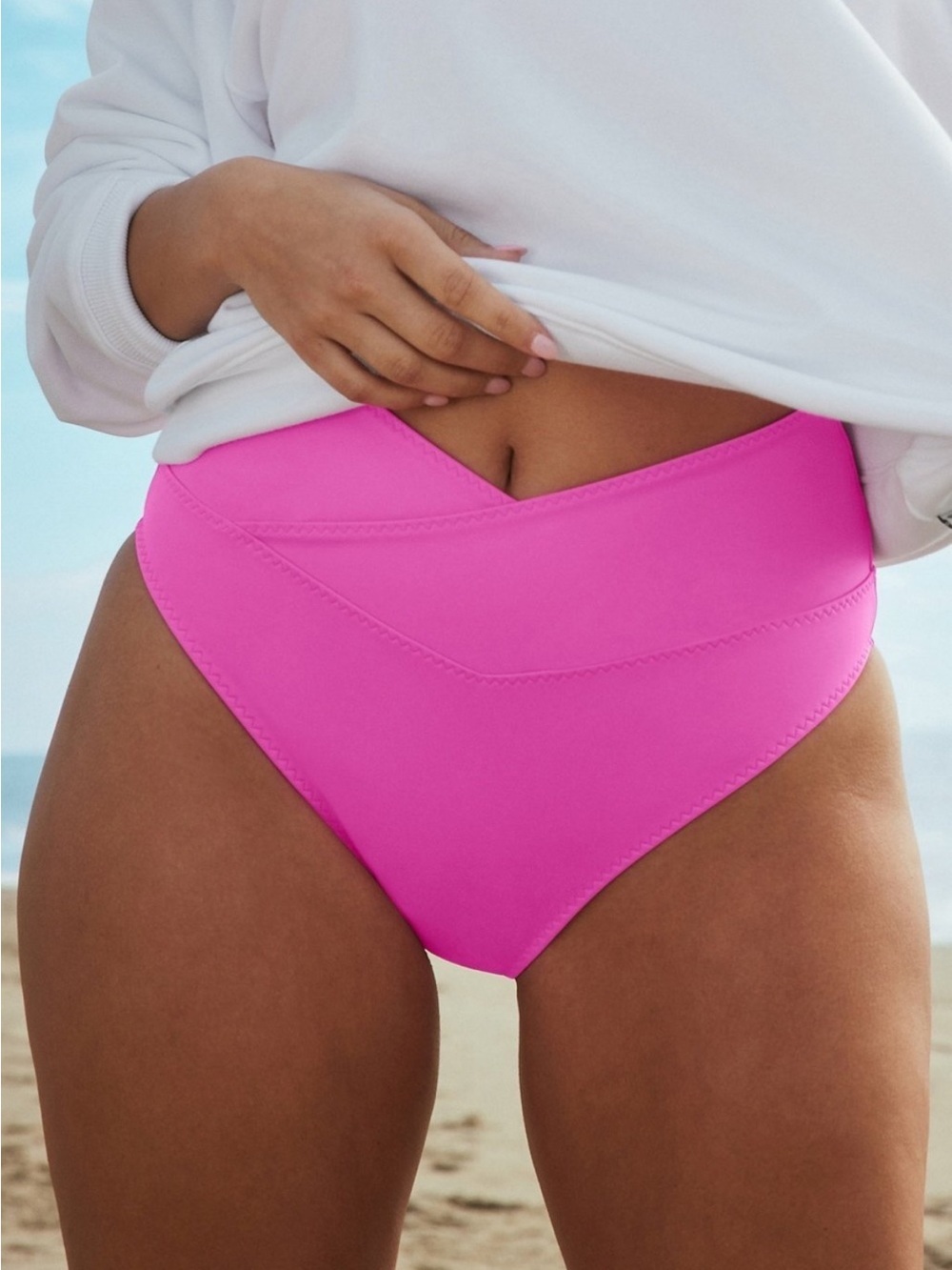 Fabletics High-Waisted Crossover Shaping Swim Bottom large